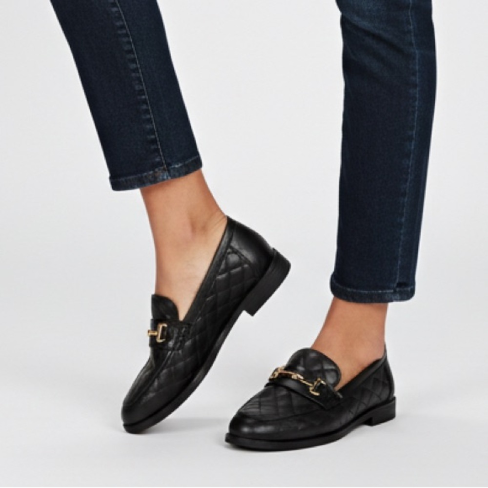 London Rebel Black Quilted Loafers